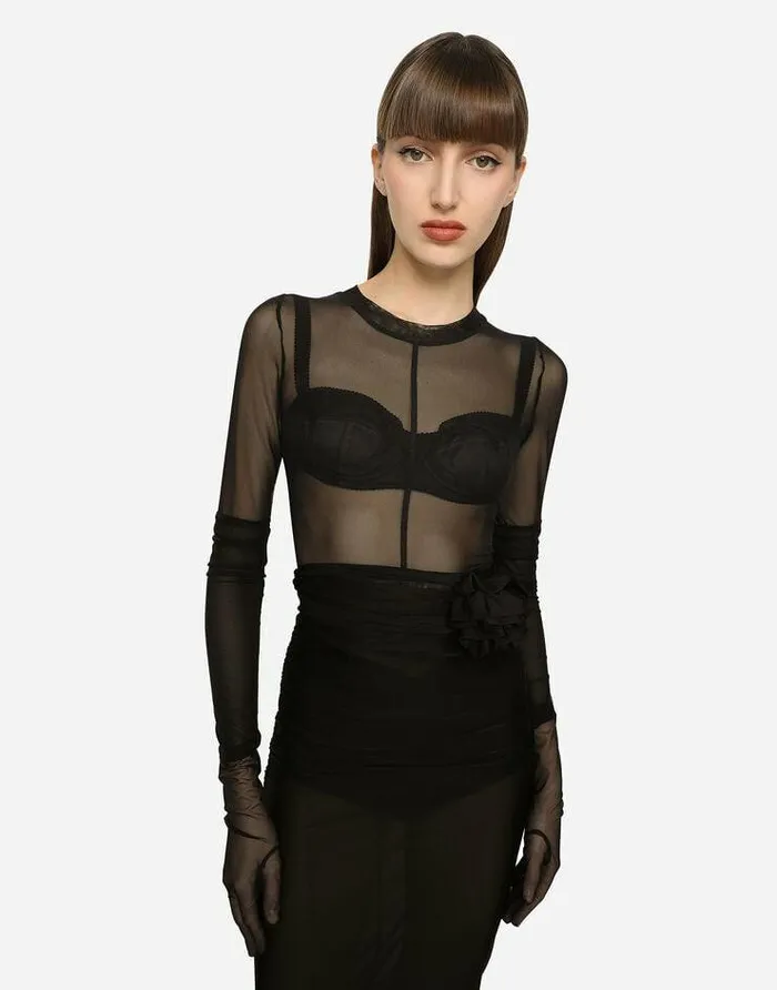 Dolce and Gabbana Shirts And Tops Women KIM DOLCEandGABBANA Tulle Top Black Dolce and Gabbana Shirts And Tops Women KIM DOLCEandGABBANA Tulle Top Black