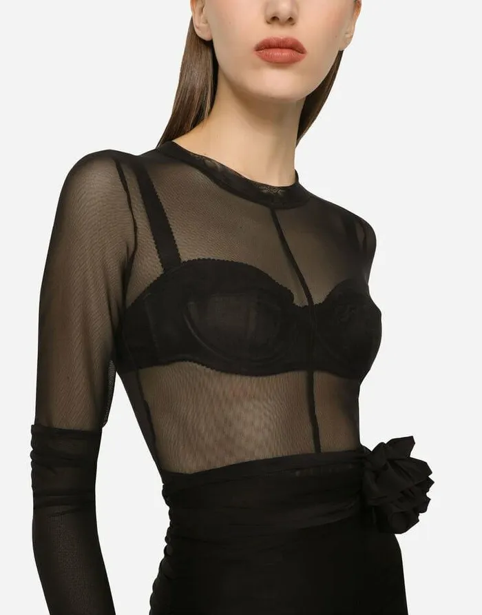 Dolce and Gabbana Shirts And Tops Women KIM DOLCEandGABBANA Tulle Top Black Dolce and Gabbana Shirts And Tops Women KIM DOLCEandGABBANA Tulle Top Black