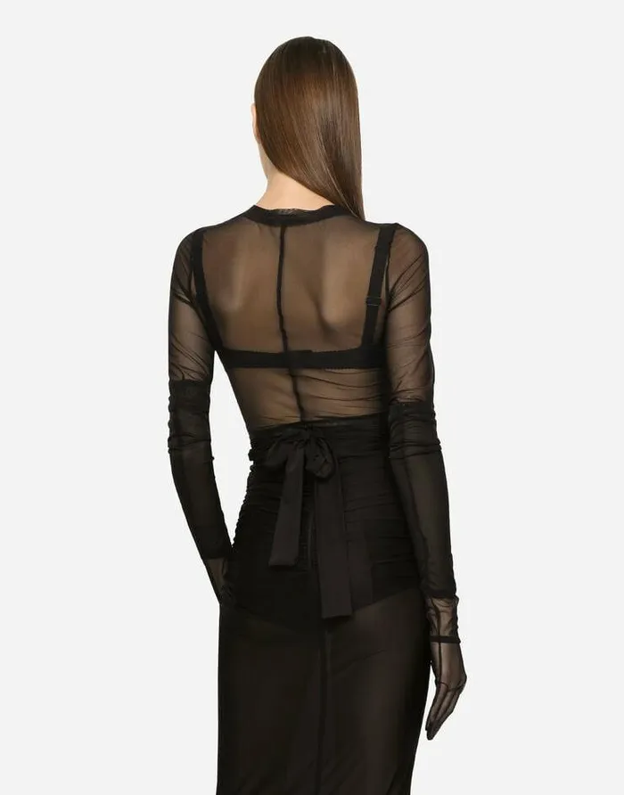 Dolce and Gabbana Shirts And Tops Women KIM DOLCEandGABBANA Tulle Top Black Dolce and Gabbana Shirts And Tops Women KIM DOLCEandGABBANA Tulle Top Black