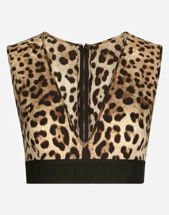 Dolce and Gabbana Shirts And Tops Women Leopardprint Charmeuse Top Animal Print