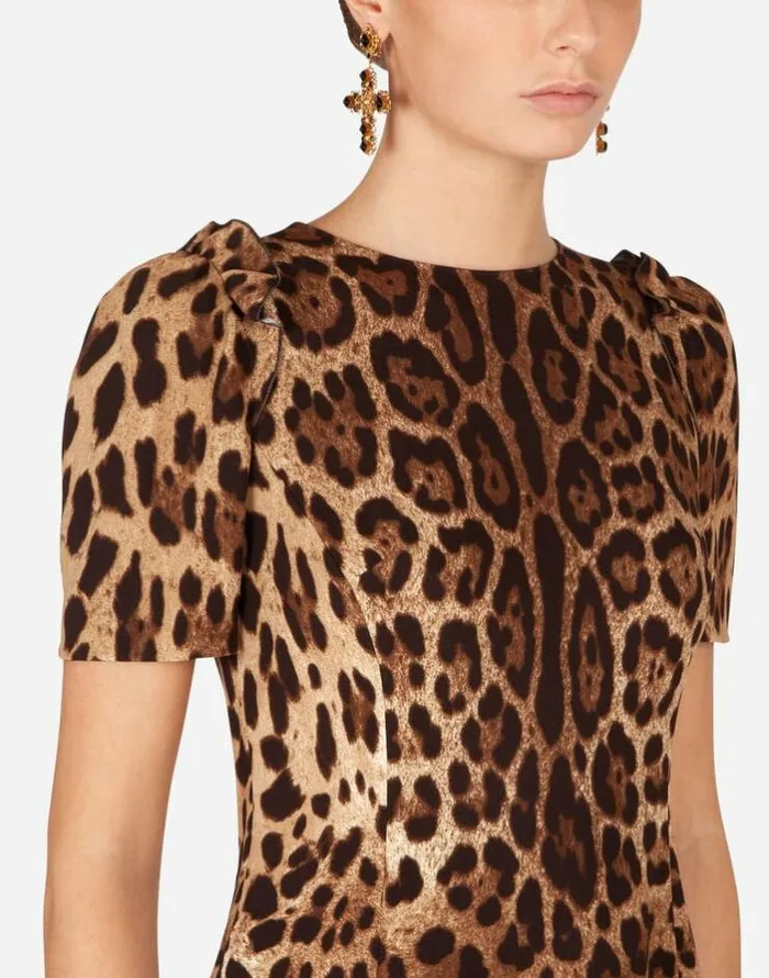 Dolce and Gabbana Shirts And Tops Women Shortsleeved Leopardprint Cady Top Multicolor