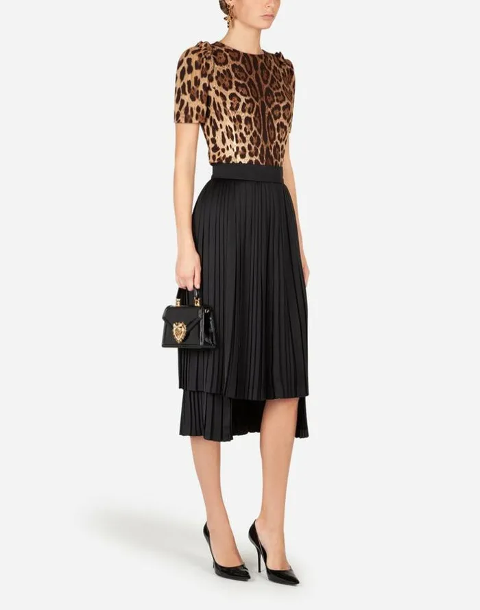 Dolce and Gabbana Shirts And Tops Women Shortsleeved Leopardprint Cady Top Multicolor