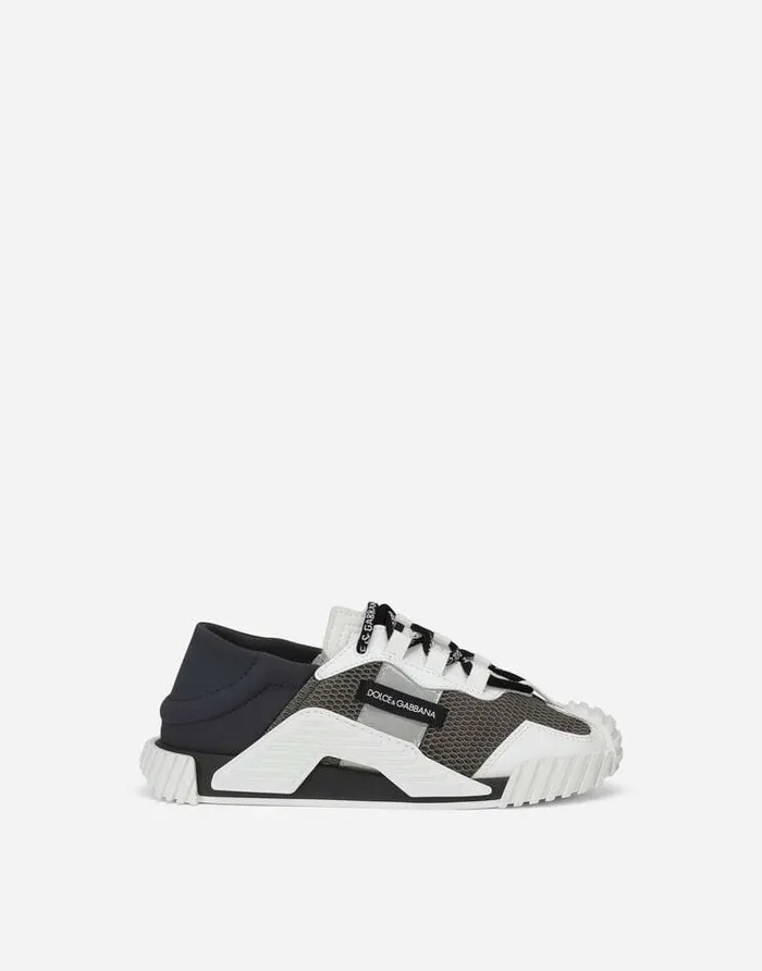 Dolce and Gabbana Shoes 2438 Children Mixedmaterials NS1 Slipon Sneakers Grey