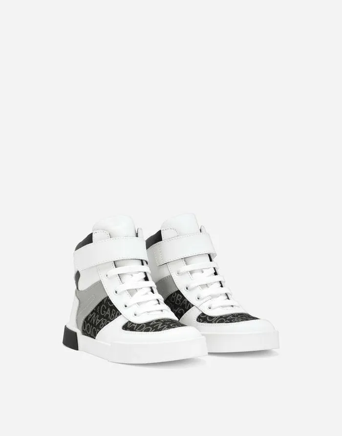 Dolce and Gabbana Shoes 2438 Children Portofino Hightop Sneakers Black Dolce and Gabbana Shoes 2438 Children Portofino Hightop Sneakers Black