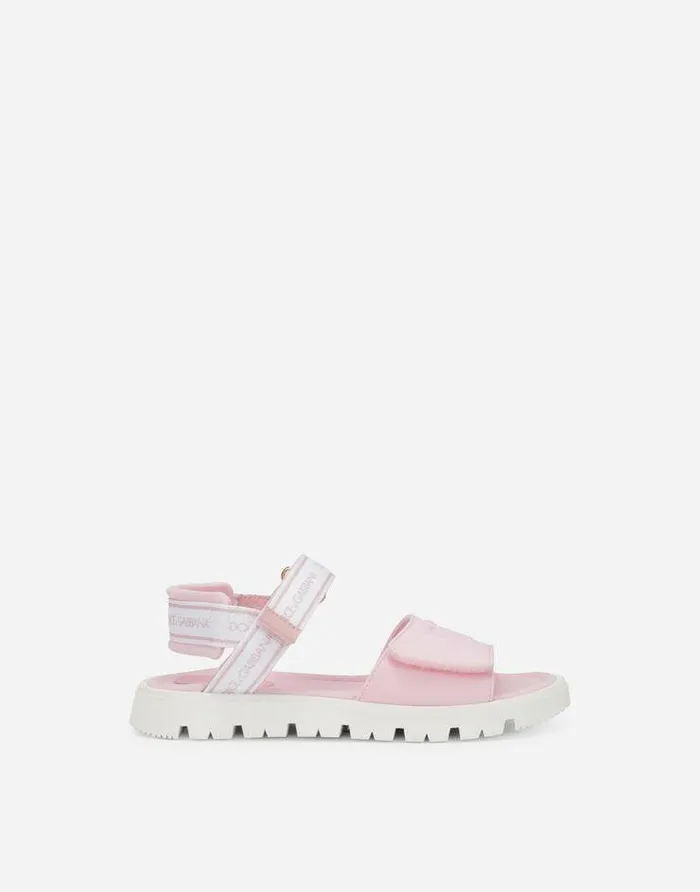 Dolce and Gabbana Shoes 2438 Children Technical Fabric Sandals With DG Logo Multicolor