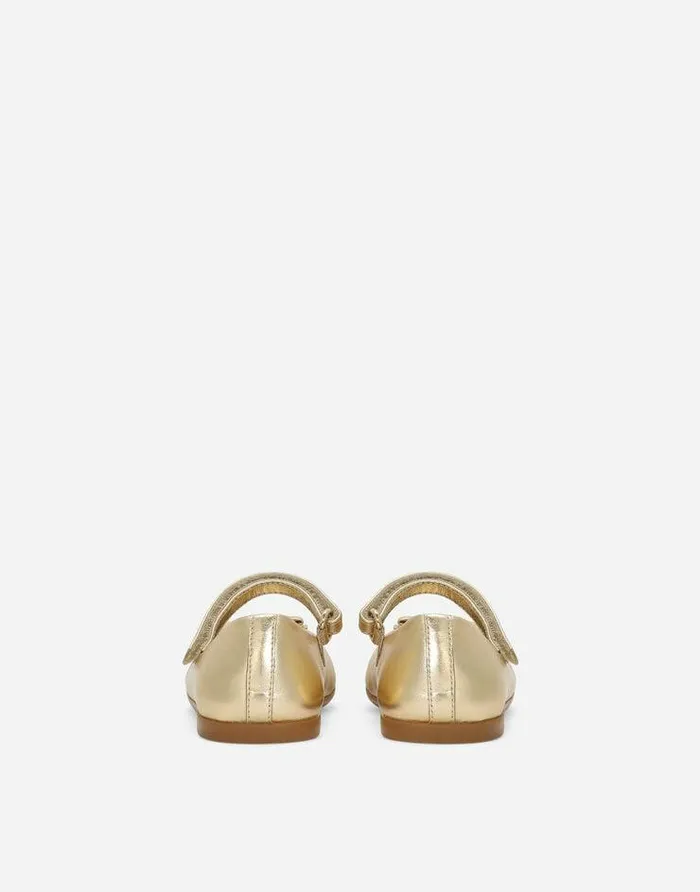 Dolce and Gabbana Shoes For First Steps 1926 Children Foiled Nappa Leather Ballet Flats Gold