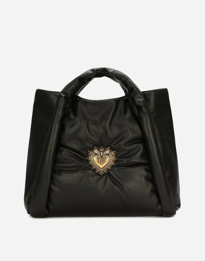 Dolce and Gabbana Shoulder And Crossbody Bags Women Calfskin Devotion Soft Bag Black