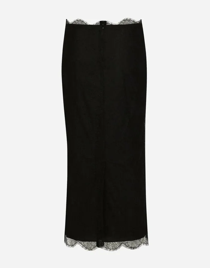 Dolce and Gabbana Skirts Women Chantilly Lace Midi Skirt Black Dolce and Gabbana Skirts Women Chantilly Lace Midi Skirt Black