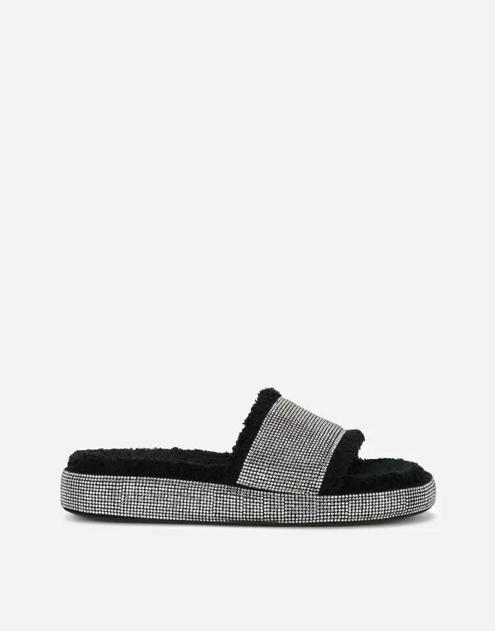 Dolce and Gabbana Slides And Mules Women Terrycloth Sliders With Fusible Rhinestones Multicolor Dolce and Gabbana Slides And Mules Women Terrycloth Sliders With Fusible Rhinestones Multicolor