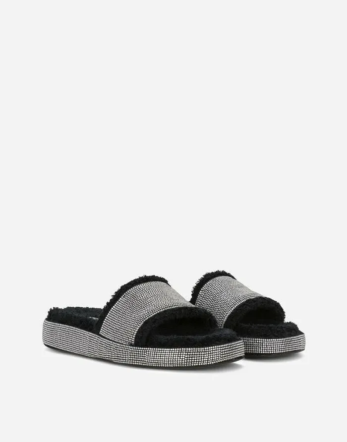 Dolce and Gabbana Slides And Mules Women Terrycloth Sliders With Fusible Rhinestones Multicolor Dolce and Gabbana Slides And Mules Women Terrycloth Sliders With Fusible Rhinestones Multicolor