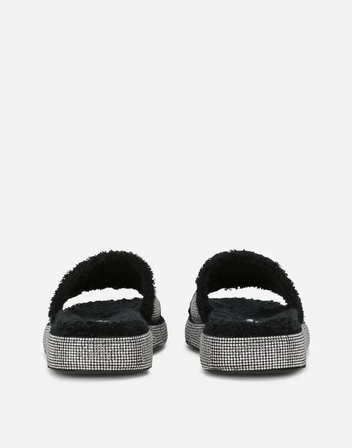 Dolce and Gabbana Slides And Mules Women Terrycloth Sliders With Fusible Rhinestones Multicolor Dolce and Gabbana Slides And Mules Women Terrycloth Sliders With Fusible Rhinestones Multicolor