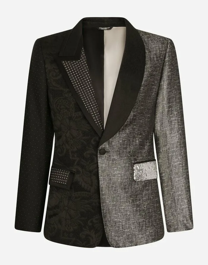 Dolce and Gabbana Suits And Blazers Men Patchwork Fabric Siciliafit Jacket Multicolor