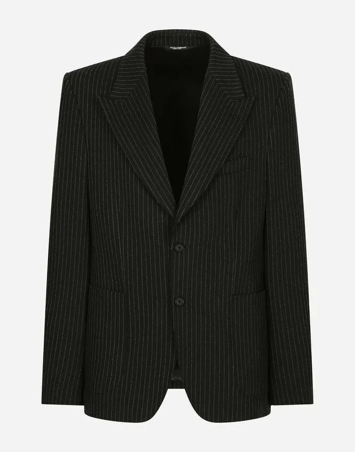 Dolce and Gabbana Suits And Blazers Men Pinstripe Stretch Jersey Jacket Multicolor