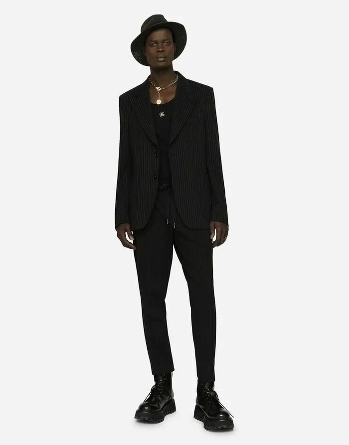 Dolce and Gabbana Suits And Blazers Men Pinstripe Stretch Jersey Jacket Multicolor Dolce and Gabbana Suits And Blazers Men Pinstripe Stretch Jersey Jacket Multicolor