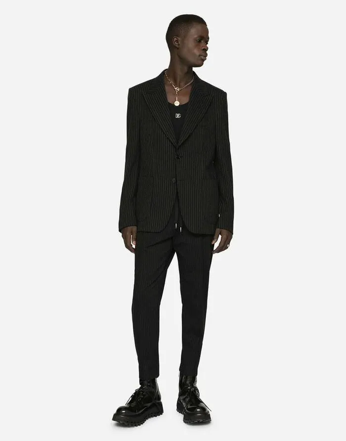 Dolce and Gabbana Suits And Blazers Men Pinstripe Stretch Jersey Jacket Multicolor Dolce and Gabbana Suits And Blazers Men Pinstripe Stretch Jersey Jacket Multicolor
