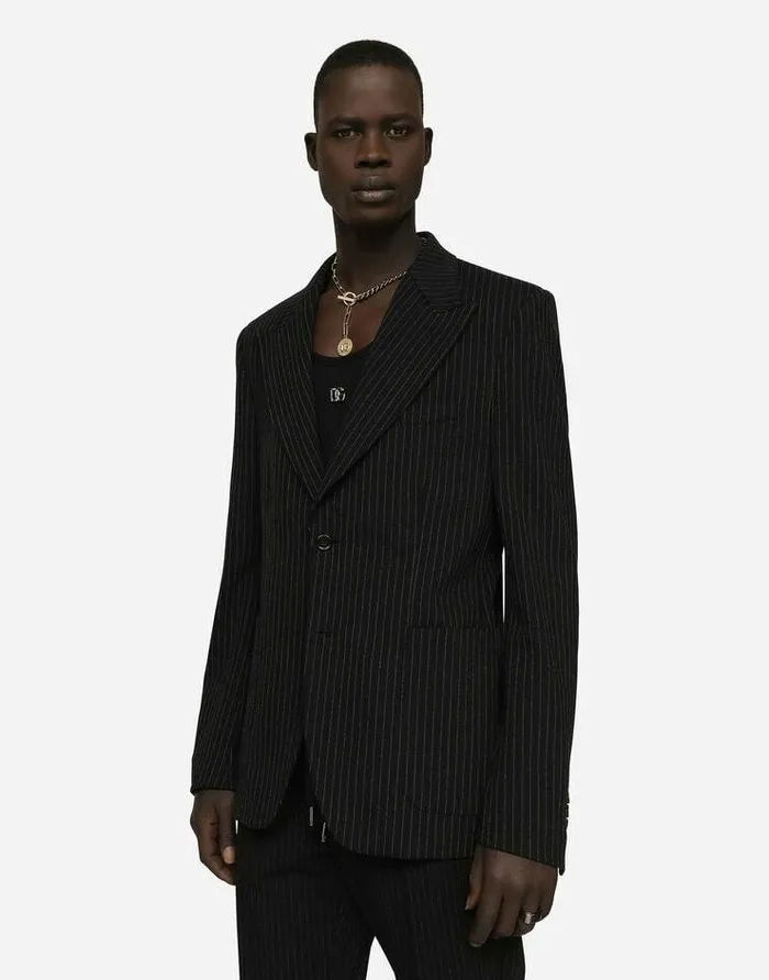 Dolce and Gabbana Suits And Blazers Men Pinstripe Stretch Jersey Jacket Multicolor Dolce and Gabbana Suits And Blazers Men Pinstripe Stretch Jersey Jacket Multicolor
