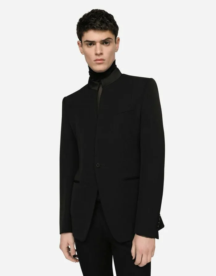 Dolce and Gabbana Suits And Blazers Men Woolen Siciliafit Jacket Black Dolce and Gabbana Suits And Blazers Men Woolen Siciliafit Jacket Black