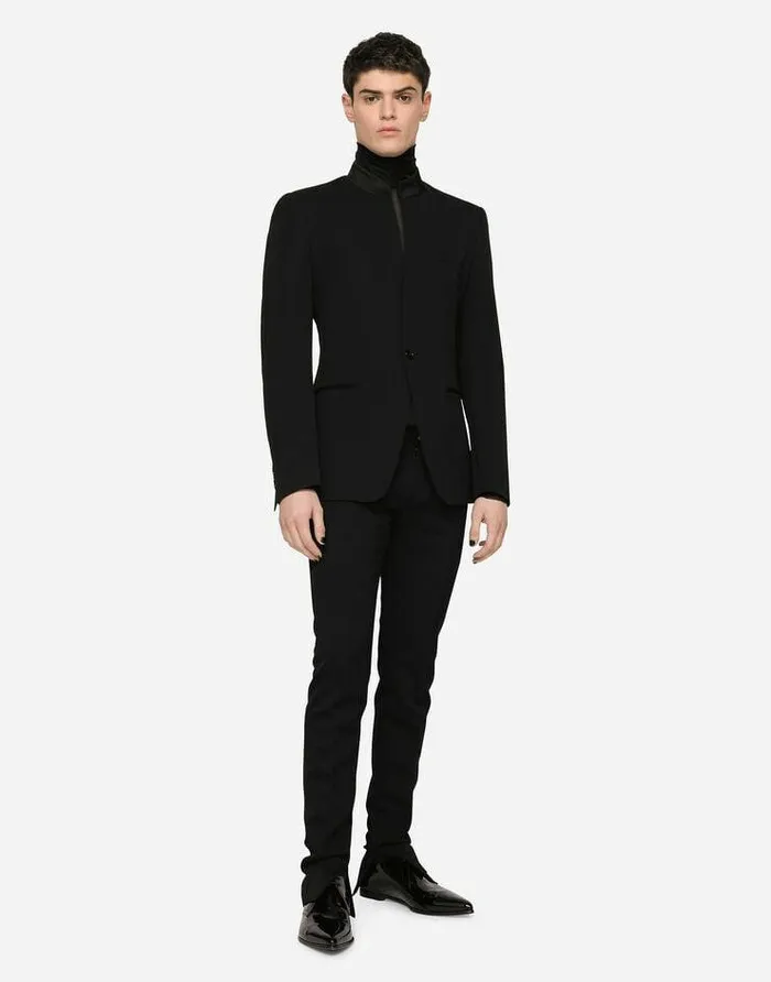 Dolce and Gabbana Suits And Blazers Men Woolen Siciliafit Jacket Black Dolce and Gabbana Suits And Blazers Men Woolen Siciliafit Jacket Black