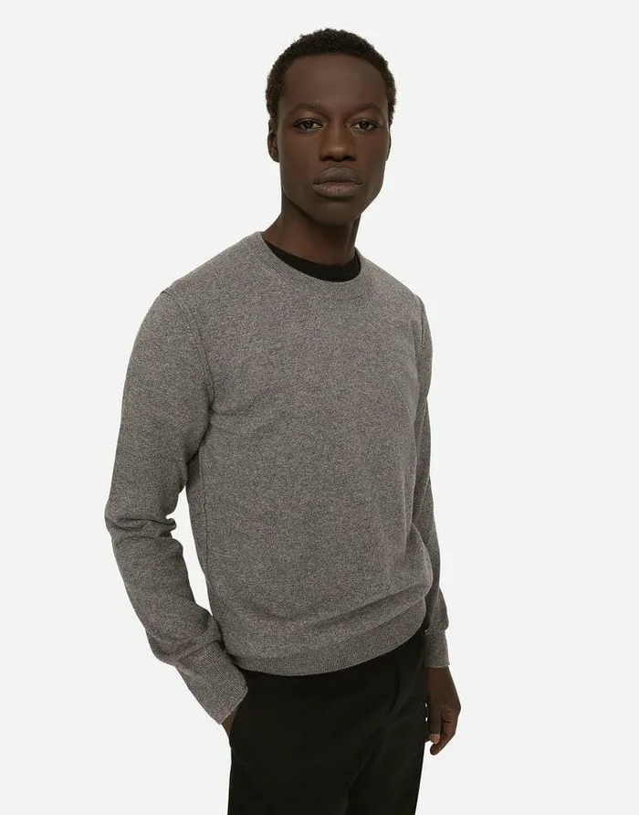 Dolce and Gabbana Sweaters And Cardigans Men Cashmere Roundneck Sweater Grey