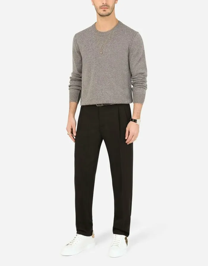 Dolce and Gabbana Sweaters And Cardigans Men Cashmere Roundneck Sweater Grey