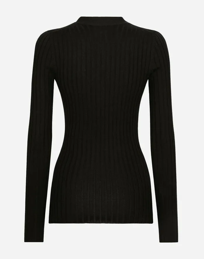 Dolce and Gabbana Sweaters And Cardigans Women Wool Flatrib Sweater Black Dolce and Gabbana Sweaters And Cardigans Women Wool Flatrib Sweater Black