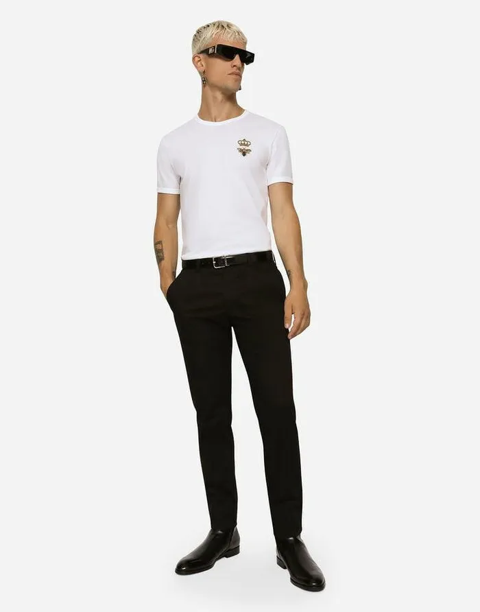 Dolce and Gabbana TShirts And Polos Men Cotton Tshirt With Embroidery White