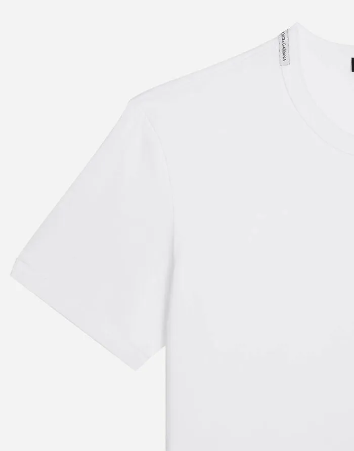 Dolce and Gabbana TShirts And Polos Men Cotton Tshirt With Embroidery White