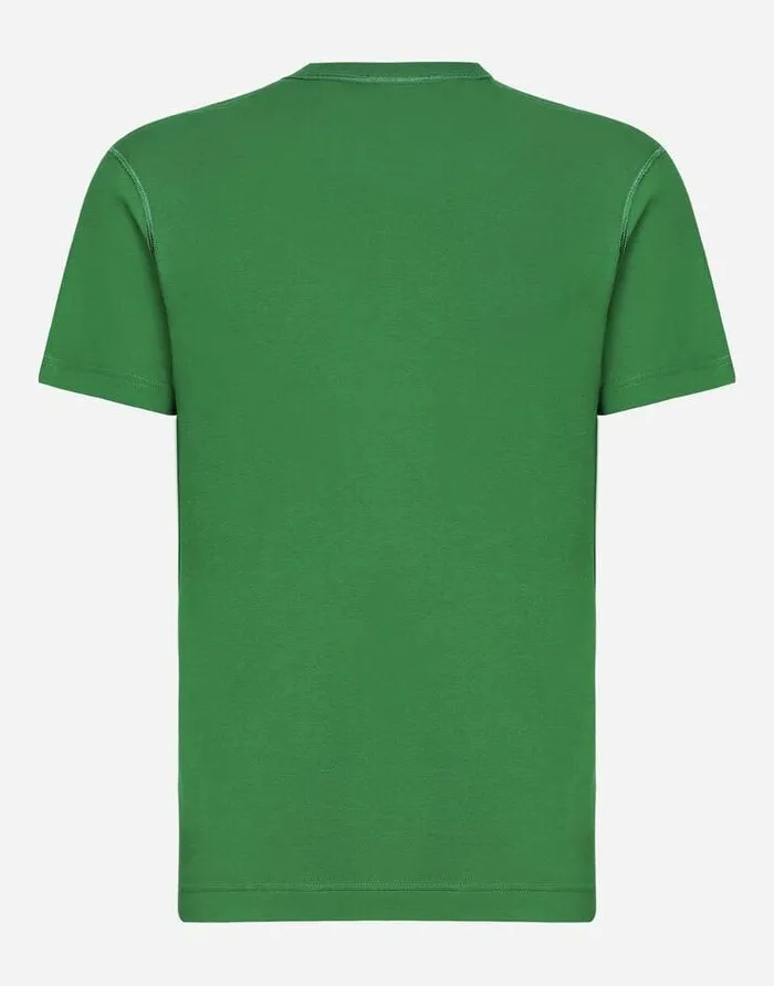 Dolce and Gabbana TShirts And Polos Men Cotton Tshirt With Logoed Plaque Green