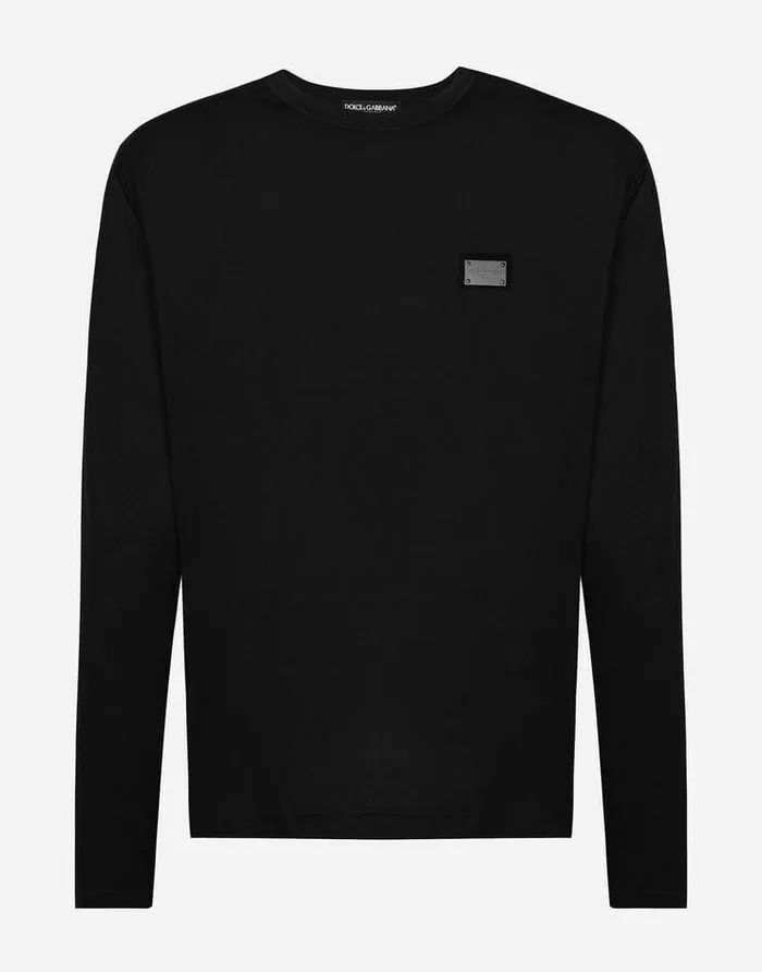 Dolce and Gabbana TShirts And Polos Men Longsleeved Tshirt With Logo Tag Black