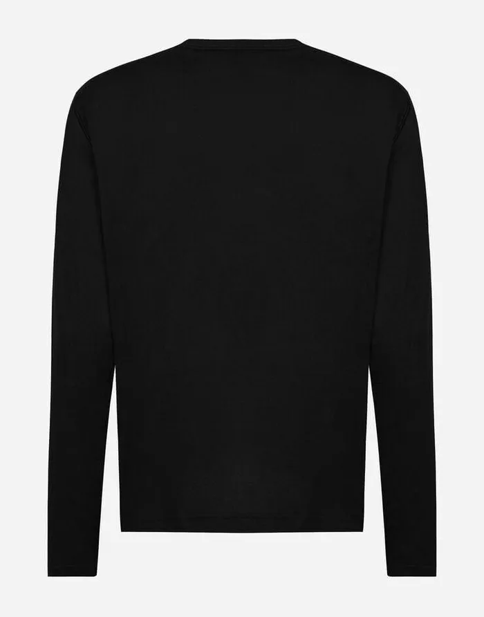 Dolce and Gabbana TShirts And Polos Men Longsleeved Tshirt With Logo Tag Black Dolce and Gabbana TShirts And Polos Men Longsleeved Tshirt With Logo Tag Black