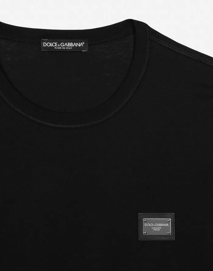 Dolce and Gabbana TShirts And Polos Men Longsleeved Tshirt With Logo Tag Black Dolce and Gabbana TShirts And Polos Men Longsleeved Tshirt With Logo Tag Black