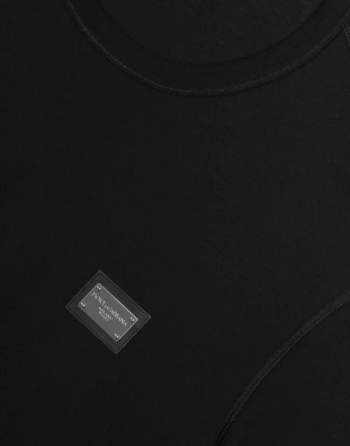 Dolce and Gabbana TShirts And Polos Men Longsleeved Tshirt With Logo Tag Black Dolce and Gabbana TShirts And Polos Men Longsleeved Tshirt With Logo Tag Black