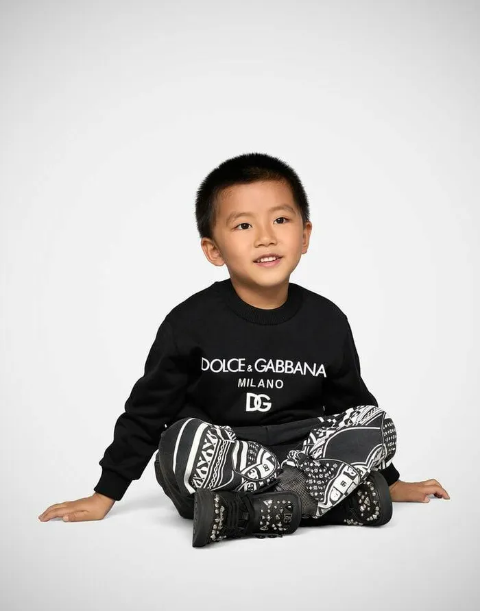 Dolce and Gabbana TShirts And Sweatshirts Children Jersey Roundneck Sweatshirt With DG Milano Embroidery Black Dolce and Gabbana TShirts And Sweatshirts Children Jersey Roundneck Sweatshirt With DG Milano Embroidery Black