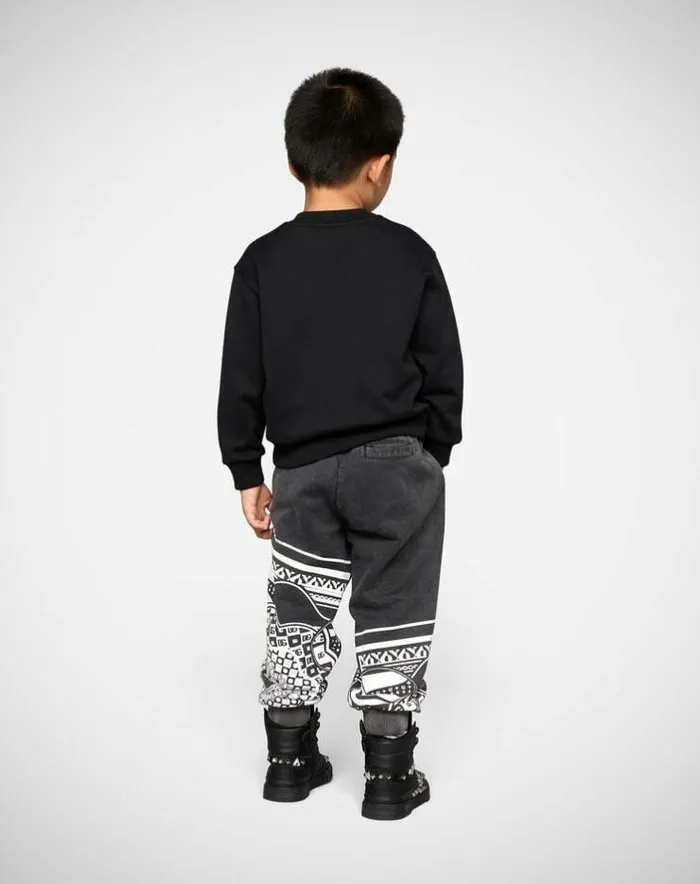 Dolce and Gabbana TShirts And Sweatshirts Children Jersey Roundneck Sweatshirt With DG Milano Embroidery Black Dolce and Gabbana TShirts And Sweatshirts Children Jersey Roundneck Sweatshirt With DG Milano Embroidery Black