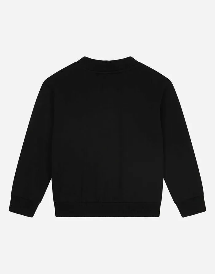 Dolce and Gabbana TShirts And Sweatshirts Children Jersey Roundneck Sweatshirt With DG Milano Embroidery Black Dolce and Gabbana TShirts And Sweatshirts Children Jersey Roundneck Sweatshirt With DG Milano Embroidery Black