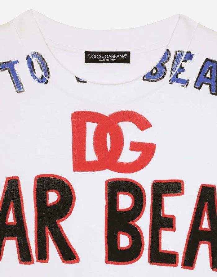 Dolce and Gabbana TShirts And Sweatshirts Women Cropped Jersey Tshirt With DolceandGabbana Lettering White Dolce and Gabbana TShirts And Sweatshirts Women Cropped Jersey Tshirt With DolceandGabbana Lettering White