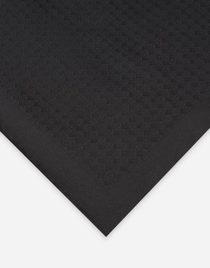 Dolce and Gabbana Ties And Pocket Squares Men Silk Jacquard Pocket Square With DG Logo Black Dolce and Gabbana Ties And Pocket Squares Men Silk Jacquard Pocket Square With DG Logo Black