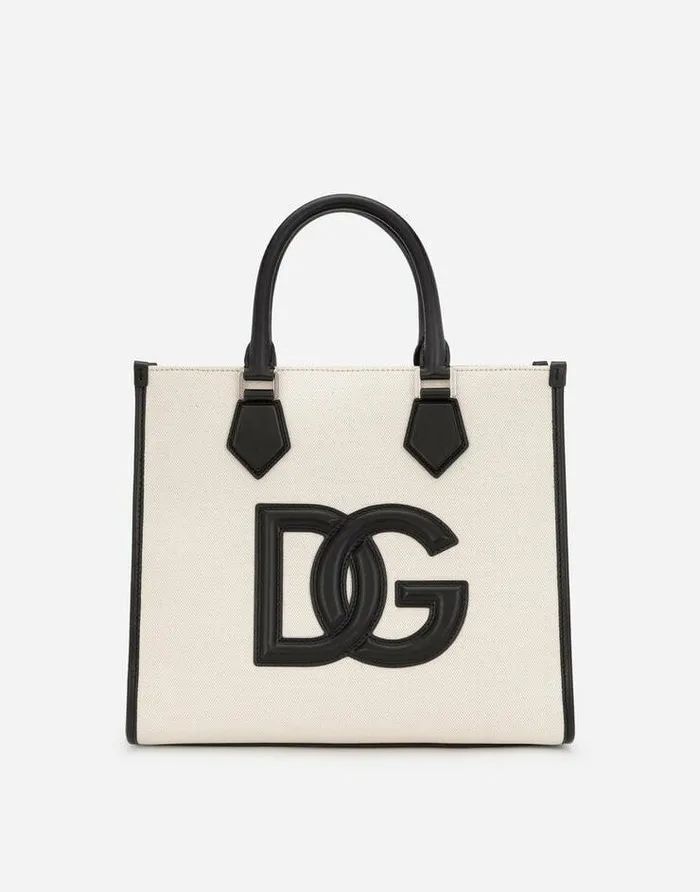 Dolce and Gabbana Totes WomenMen Canvas Shopper With Calfskin Nappa Details Multicolor