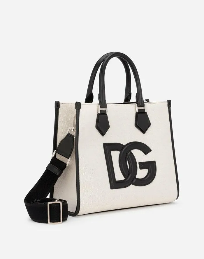 Dolce and Gabbana Totes WomenMen Canvas Shopper With Calfskin Nappa Details Multicolor