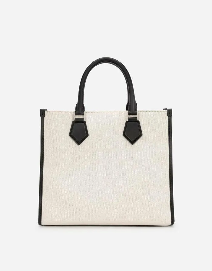 Dolce and Gabbana Totes WomenMen Canvas Shopper With Calfskin Nappa Details Multicolor