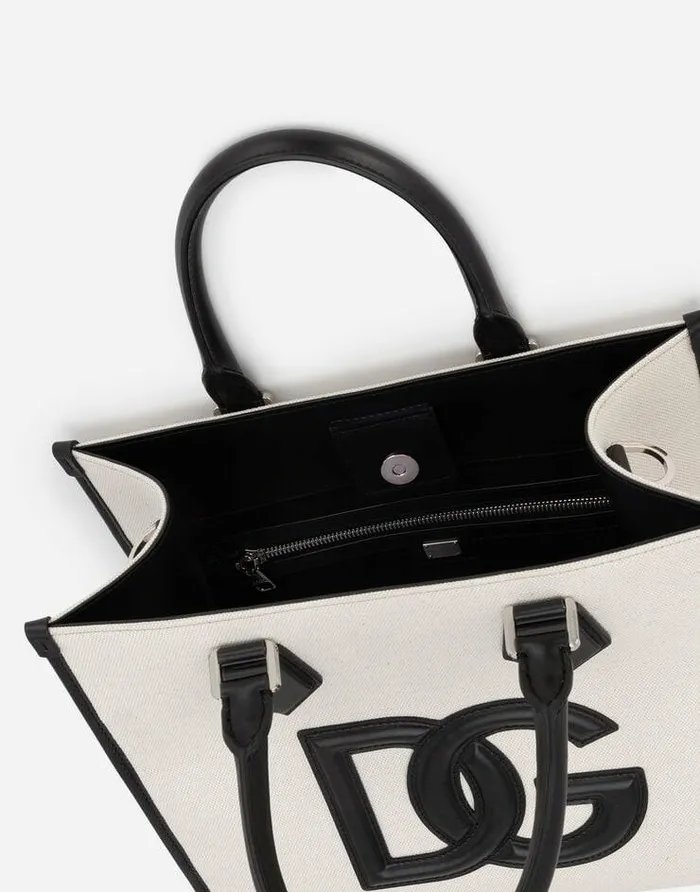 Dolce and Gabbana Totes WomenMen Canvas Shopper With Calfskin Nappa Details Multicolor