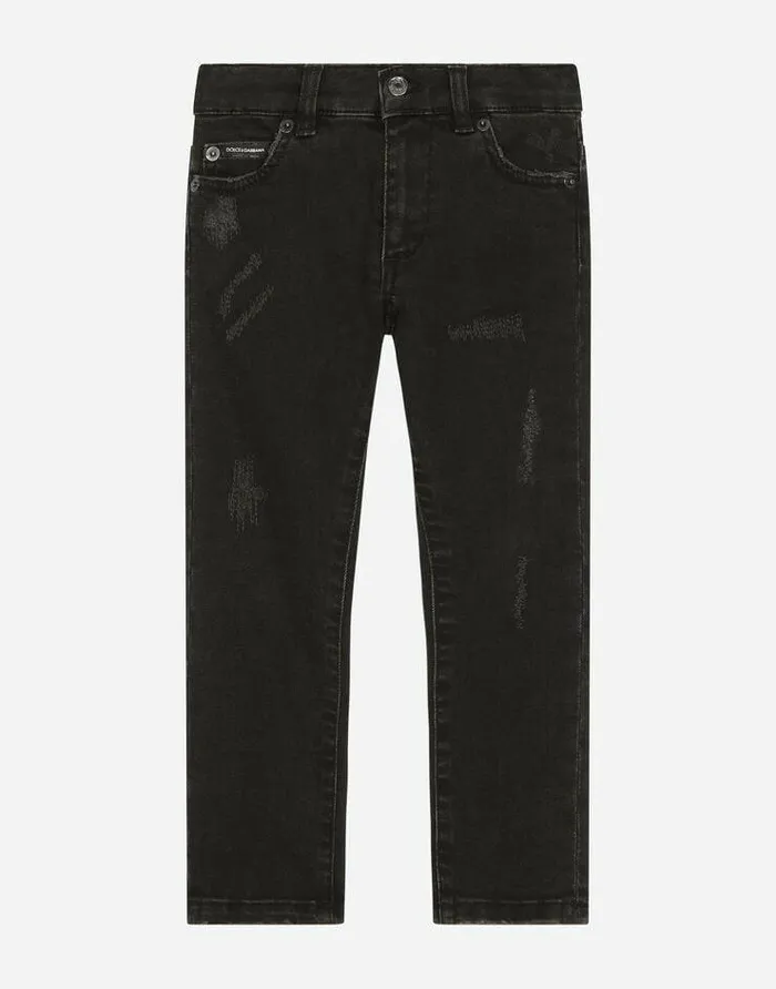 Dolce and Gabbana Trousers And Shorts Children Black Wash Stretch Denim Jeans Black