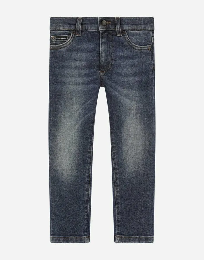 Dolce and Gabbana Trousers And Shorts Children Blue Wash Slimfit Stretch Denim Jeans Blue Dolce and Gabbana Trousers And Shorts Children Blue Wash Slimfit Stretch Denim Jeans Blue