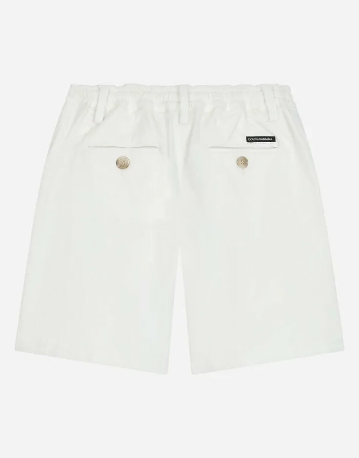 Dolce and Gabbana Trousers And Shorts Children Garmentdyed Gabardine Shorts White