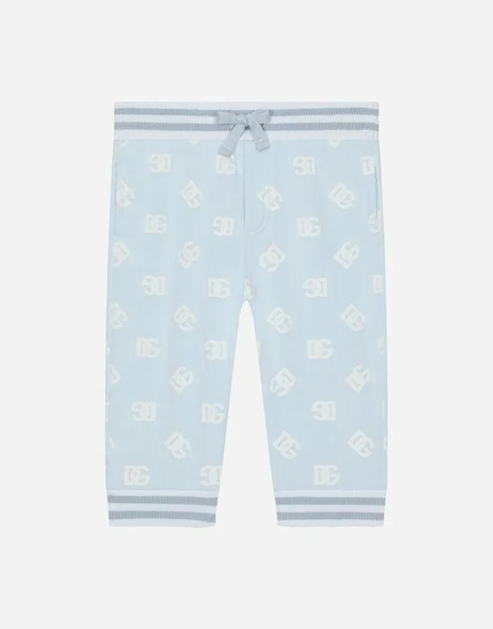 Dolce and Gabbana Trousers And Shorts Children Jersey Jogging Pants With Rubberized DG Logo Print Grey Dolce and Gabbana Trousers And Shorts Children Jersey Jogging Pants With Rubberized DG Logo Print Grey