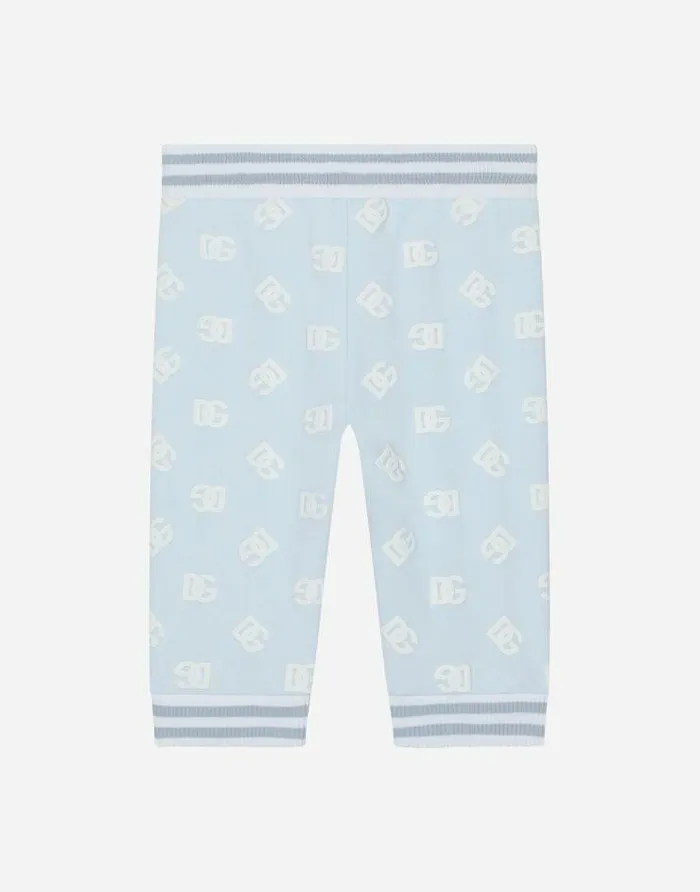 Dolce and Gabbana Trousers And Shorts Children Jersey Jogging Pants With Rubberized DG Logo Print Grey