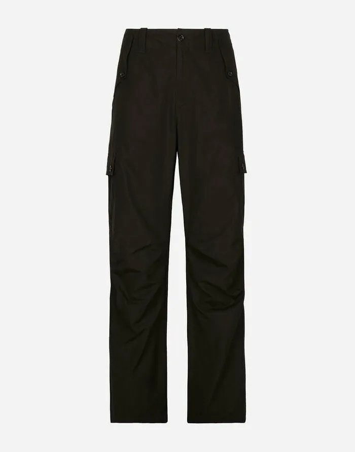 Dolce and Gabbana Trousers And Shorts Men Cotton Cargo Pants With Brand Plate Black