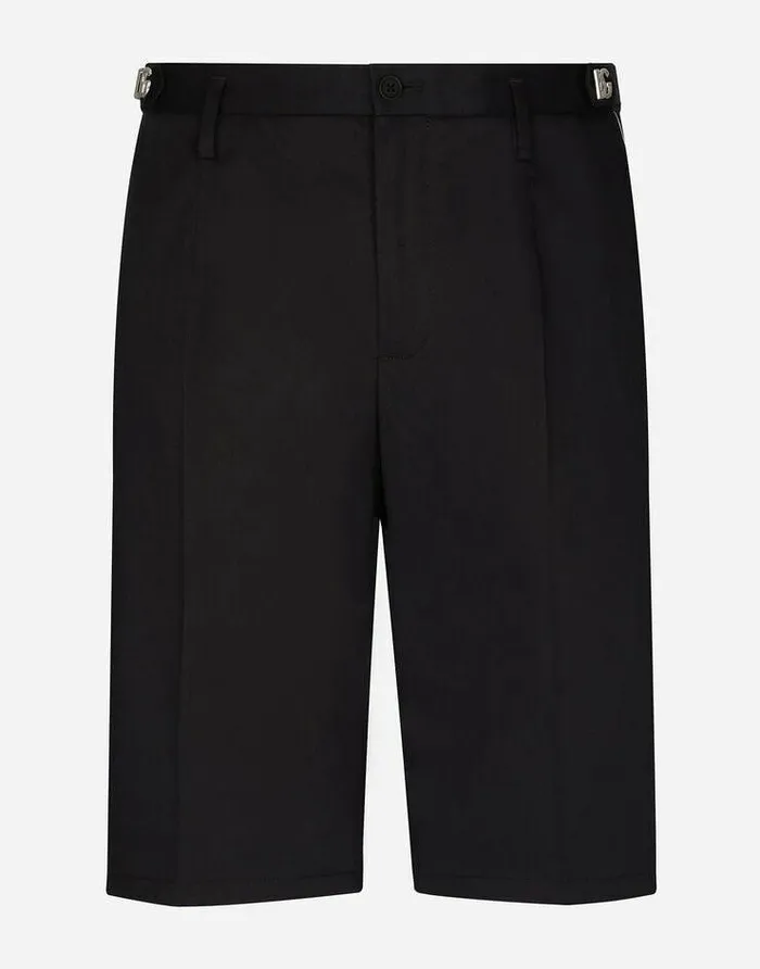 Dolce and Gabbana Trousers And Shorts Men Stretch Cotton Shorts With DG Hardware Blue