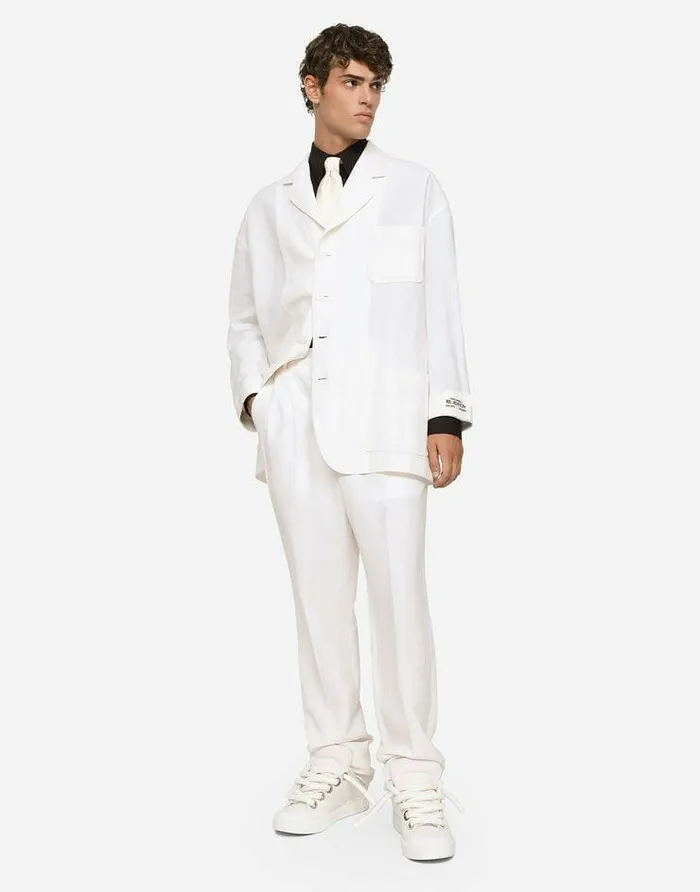 Dolce and Gabbana Trousers And Shorts Men Tailored Linen And Silk Pants White Dolce and Gabbana Trousers And Shorts Men Tailored Linen And Silk Pants White