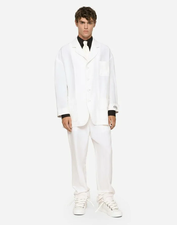 Dolce and Gabbana Trousers And Shorts Men Tailored Linen And Silk Pants White Dolce and Gabbana Trousers And Shorts Men Tailored Linen And Silk Pants White